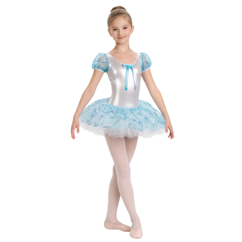 Tutù danza classica con maniche in tulle decorato – vista frontale