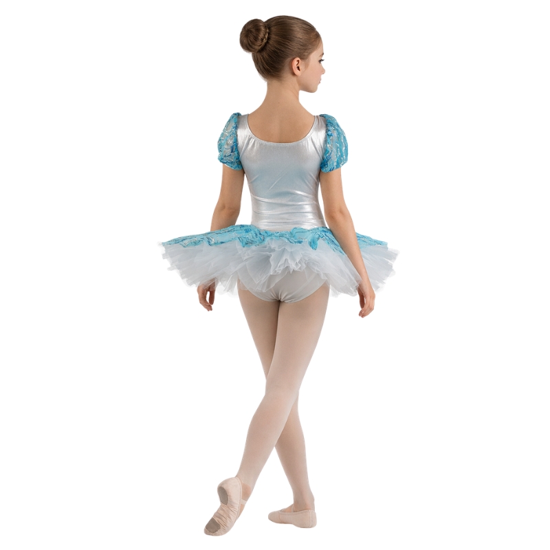Tutù danza classica con maniche in tulle decorato – vista posteriore