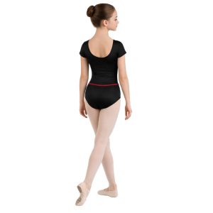 Body Danza Classico con Maniche Corte e Cinturino Bianco – vista posteriore
