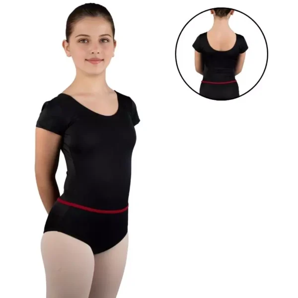 Body Danza Classico con Maniche Corte e Cinturino - B408C - immagine 2