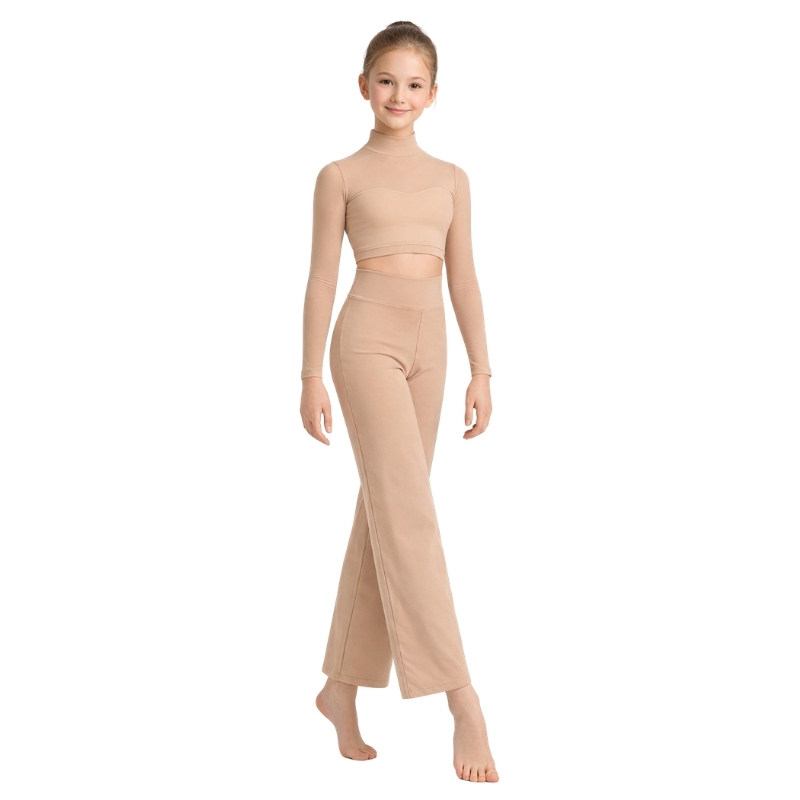 Top da Danza a Manica Lunga con Collo Alto e Inserto a Cuore - TT9 EVOKE – vista frontale