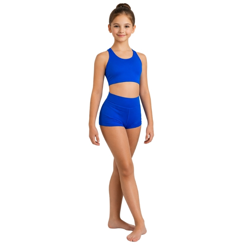 Short Aderenti a Vita Alta per Danza e Attività Sportive – vista frontale