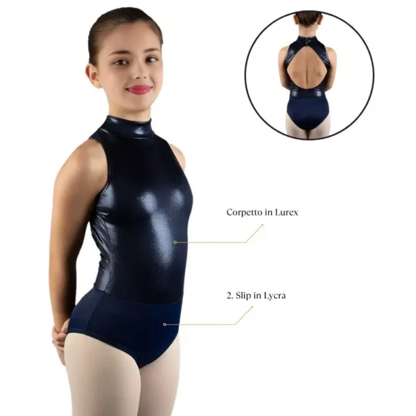 Body Danza con Corpetto in Lurex e Slip in Lycra - B510LX