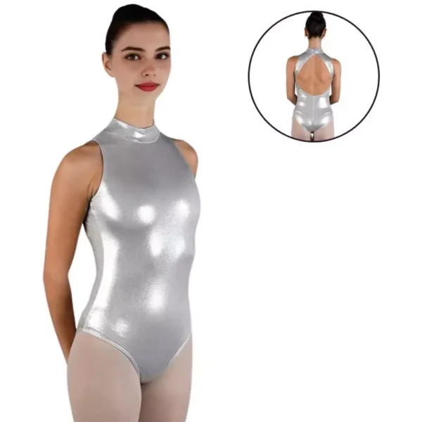 Body Danza Metallizzato Senza Maniche con Collo Alto - B510SLX