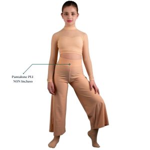 Top da Danza a Manica Lunga con Collo Alto e Inserto a Cuore - TT9 EVOKE