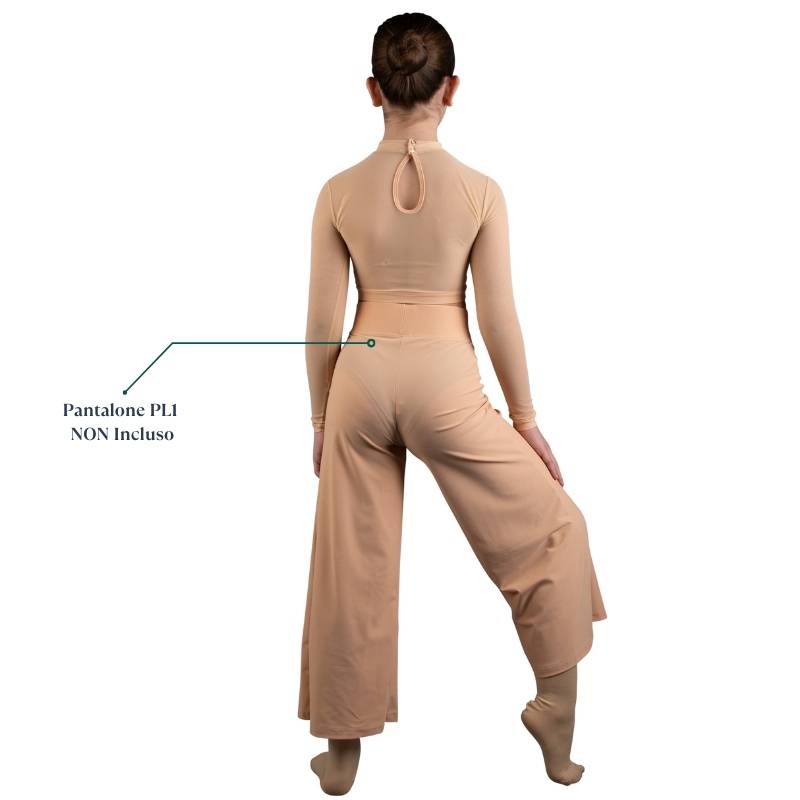 Top da Danza a Manica Lunga con Collo Alto e Inserto a Cuore - TT9 EVOKE - immagine 2