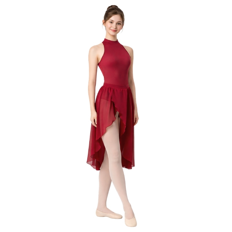 Gonna Danza Asimmetrica con Accavallatura a Sbieco – vista frontale