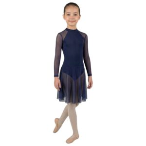 Abito a Maniche Lunghe con Gonna a Ginocchio in Rete - W7