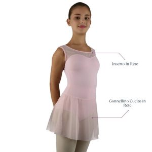 Body Danza Inserti e Gonnellino in Rete - SK103G - Kala