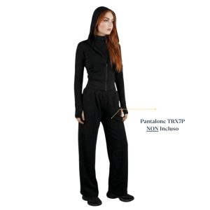 TRX7G Malu: Giacca Elegance in Cotone Garzato con Cappuccio e Zip