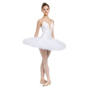Tutulette classica con scollo a V e gonna strutturata – vista frontale