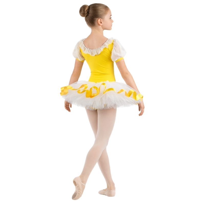 Tutù danza classica con dettagli in raso e maniche a sbuffo – vista posteriore