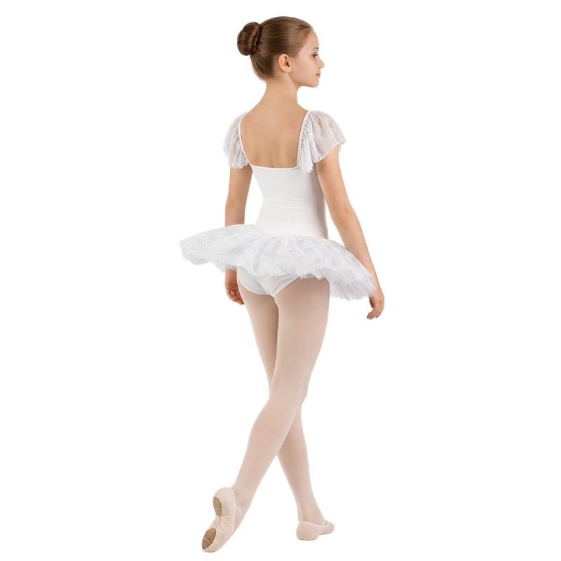 Tutù di danza con motivo fiocco di neve e dettagli in tulle – vista posteriore