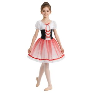 Costume da danza con corpino allacciato e gonna in tulle – vista frontale