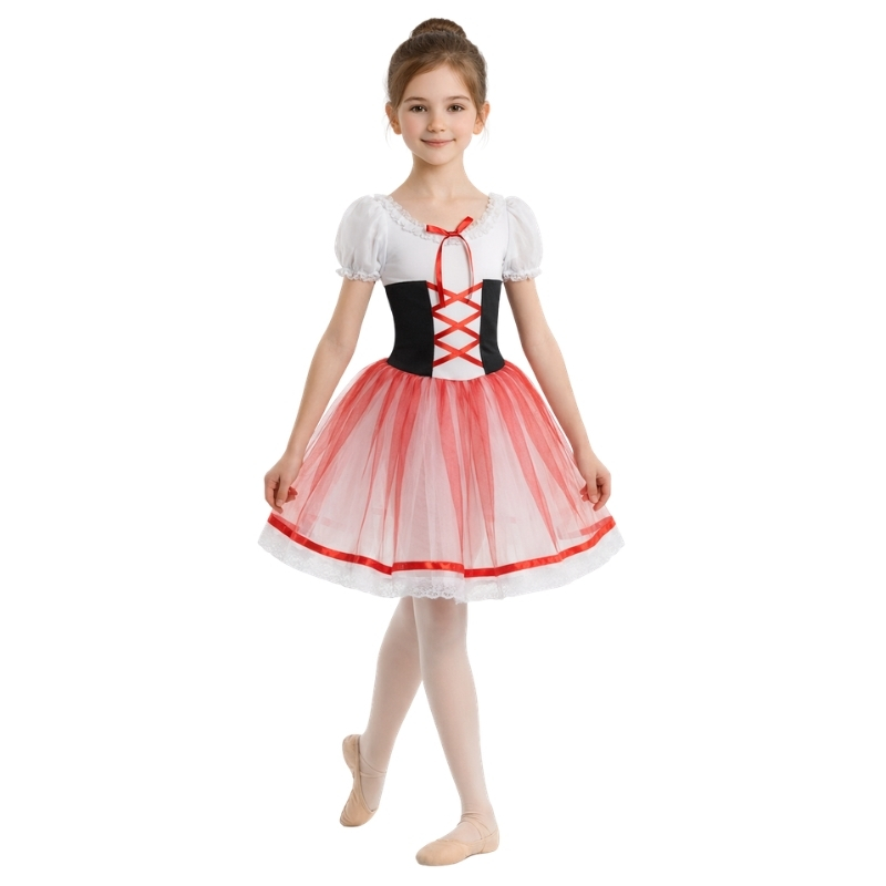 Costume da danza con corpino allacciato e gonna in tulle – vista frontale