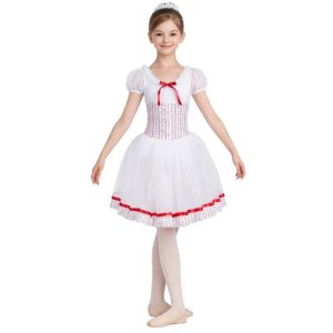 Costume da danza con gonna a strati e maniche a sbuffo – vista frontale