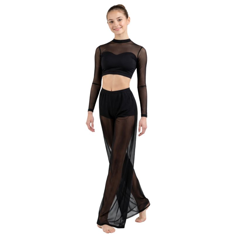 Pantalone da Danza a Gamba Ampia con Culotte Integrata - PL3 MIRAGE – vista frontale