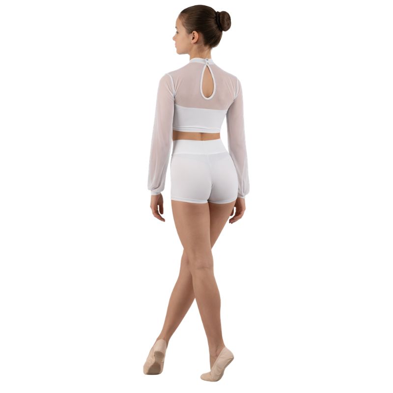 Top in Rete Trasparente con Maniche Ampie ed Elegante Collo Alto – vista posteriore
