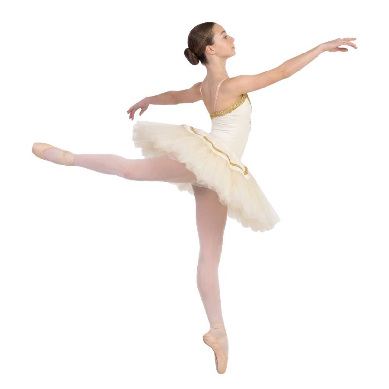 TU2625 Reginal: Tutù Pro con 7 Veli di Tulle Rigido e Passamaneria Oro - immagine 4