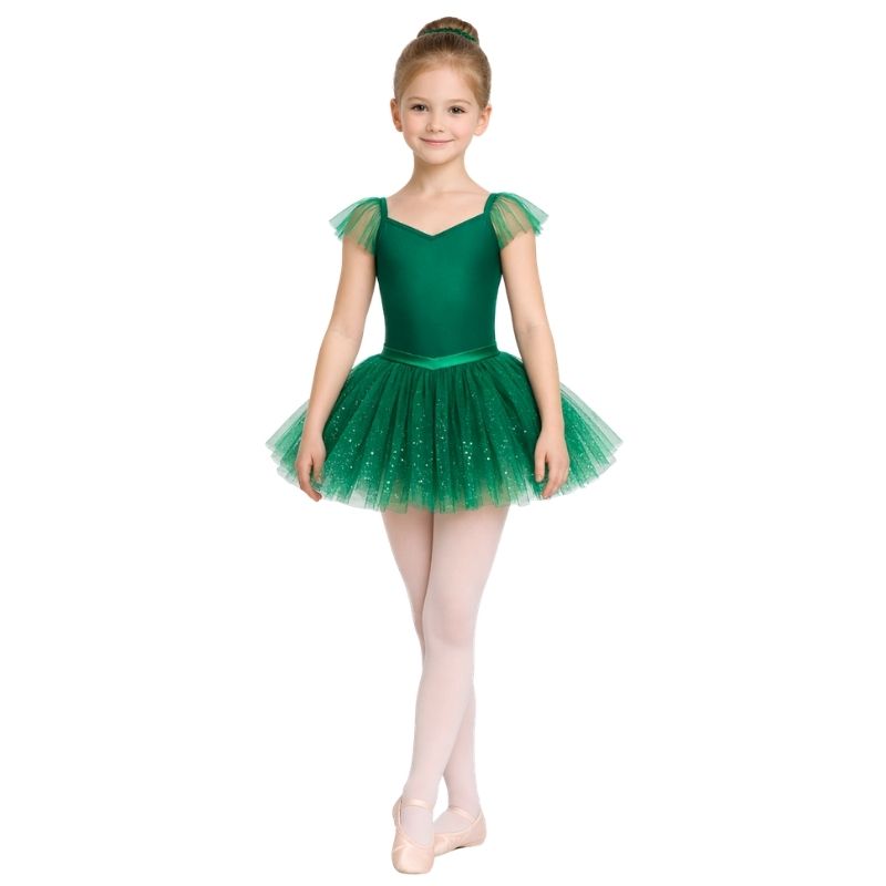 Costume danza a tema gemma con volant e gonna in tulle – vista frontale