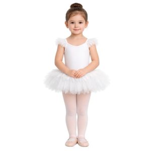 Tutù danza classica con corpetto strutturato e gonna corta in tulle – vista frontale