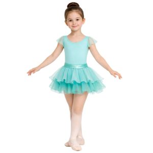 Tutù danza bambina a tema Sirenetta con volant e gonna a balze – vista frontale