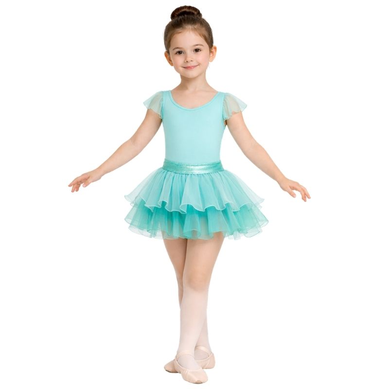Tutù danza bambina a tema Sirenetta con volant e gonna a balze – vista frontale