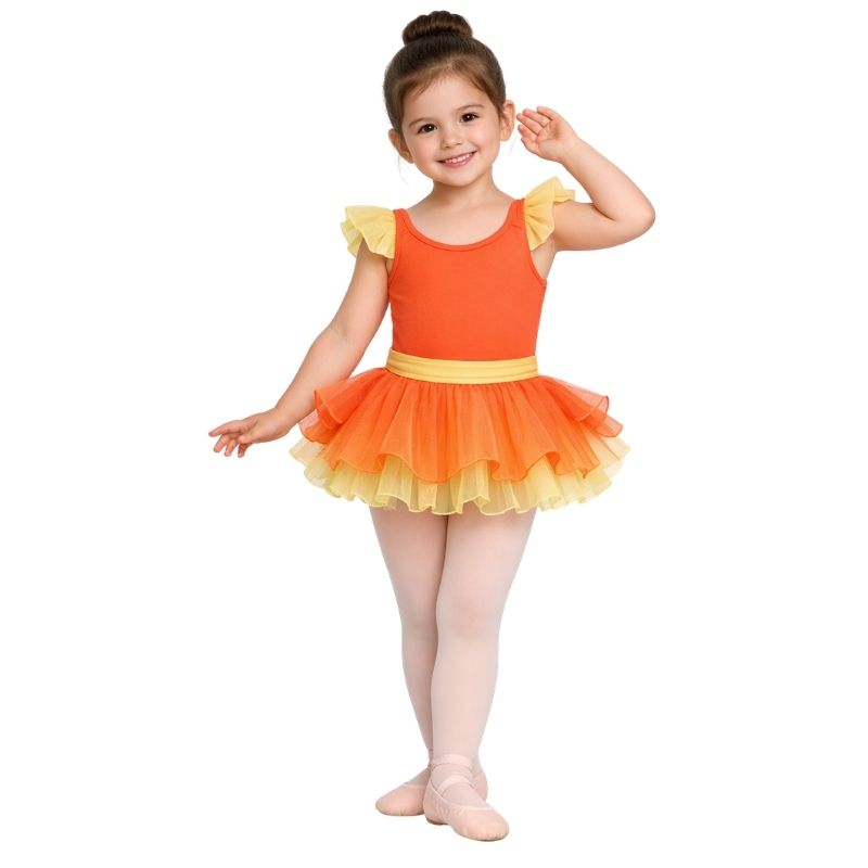 Costume danza a tema pesciolino con volant e gonna a balze – vista frontale