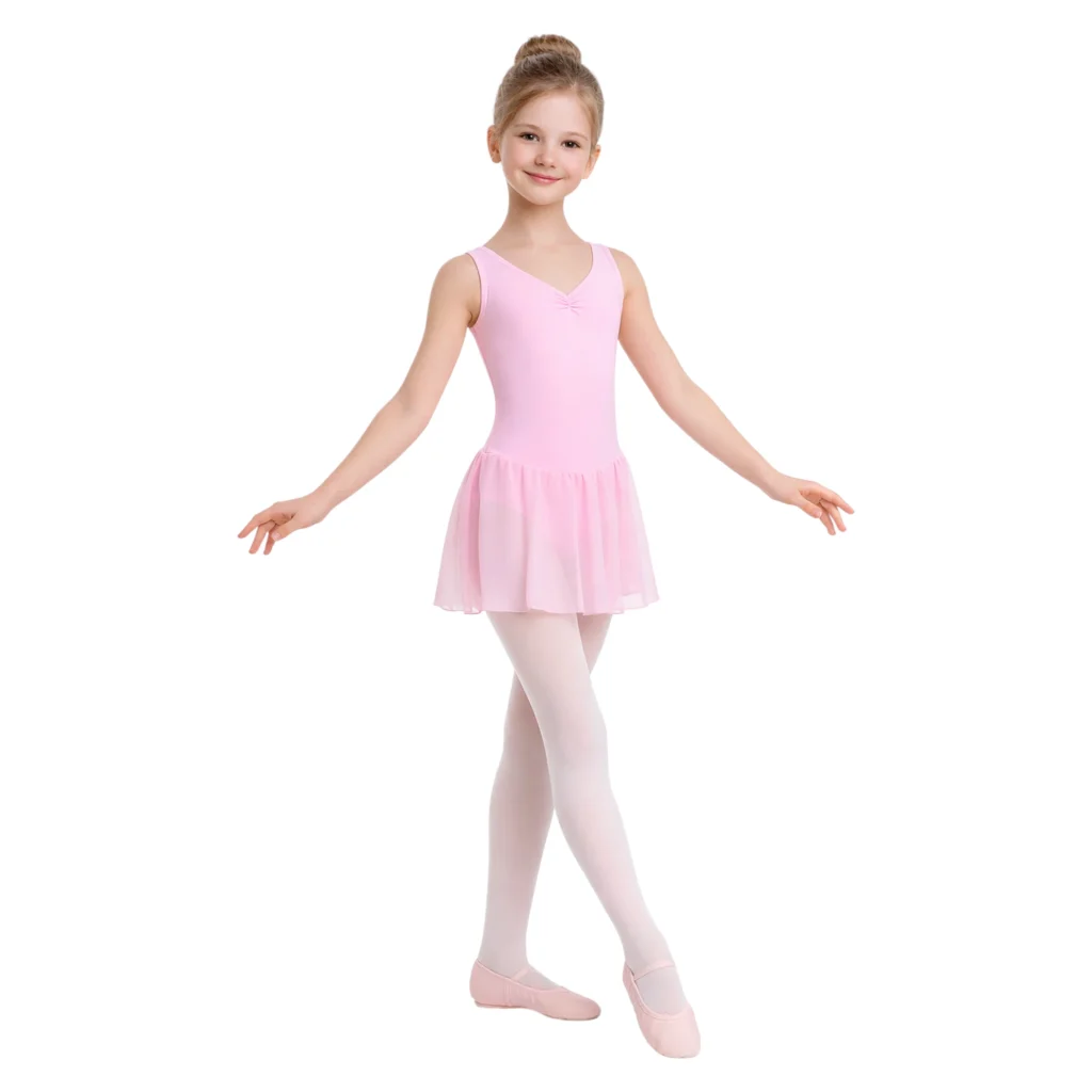 altrovedanza body danza con gonnellino integrato e scollo a v sk3002g immagine 6 gallery