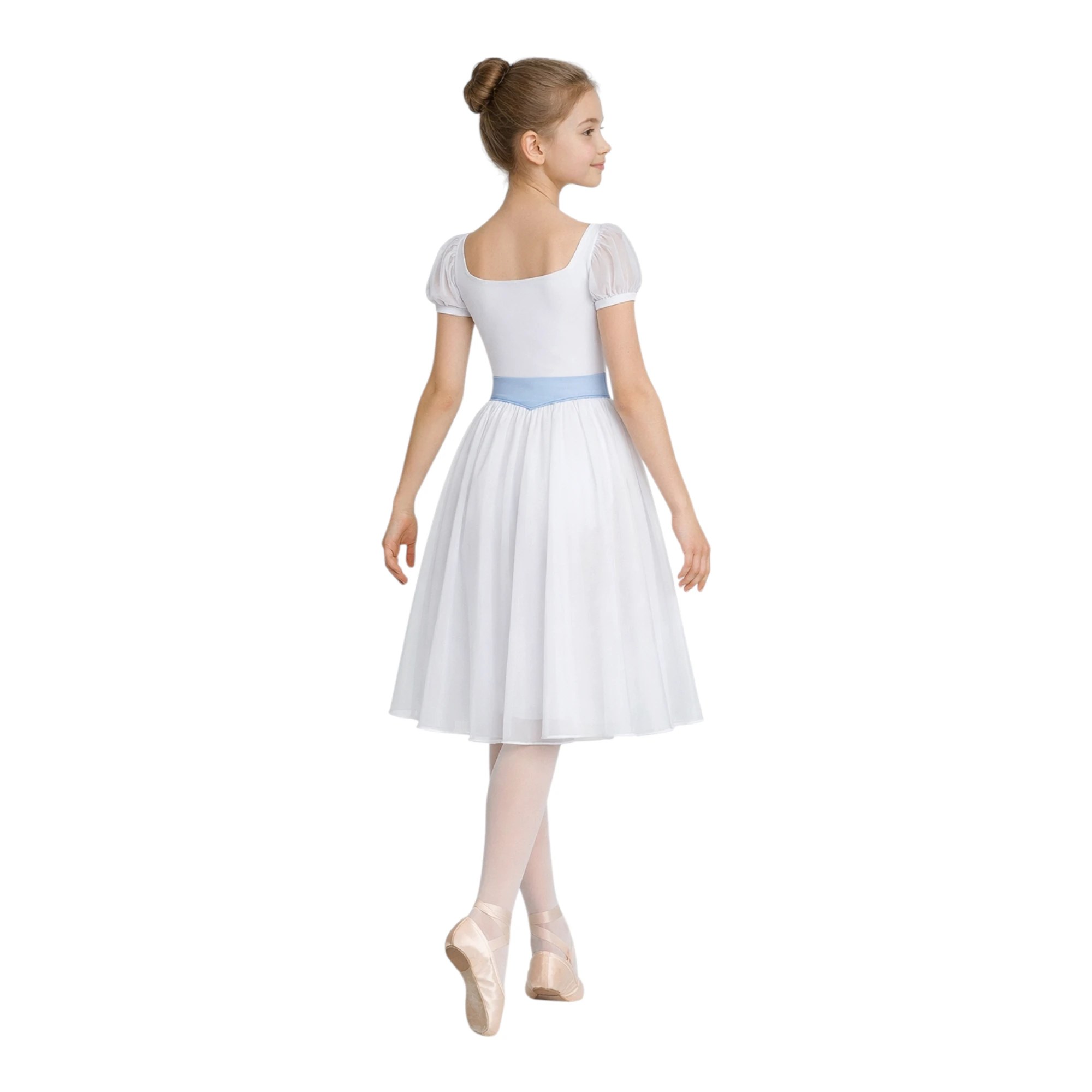 Costume da spettacolo con maniche a volant e cintura sagomata ABS001 – vista posteriore