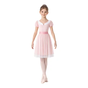 Costume da saggio con maniche a volant e gonna morbida ABS002 – vista frontale