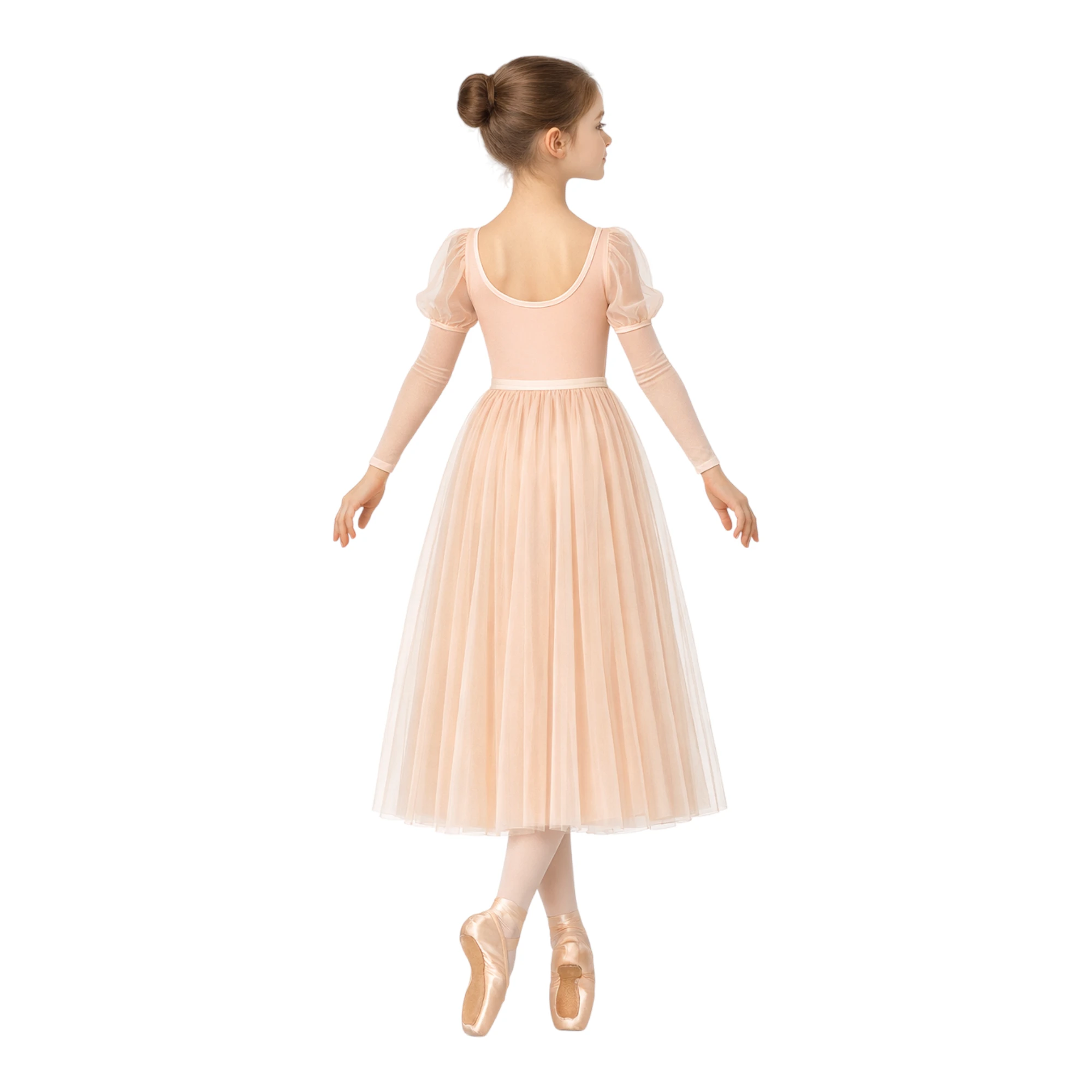 Costume da danza con maniche a volant e gonna ampia ABS003 – vista posteriore