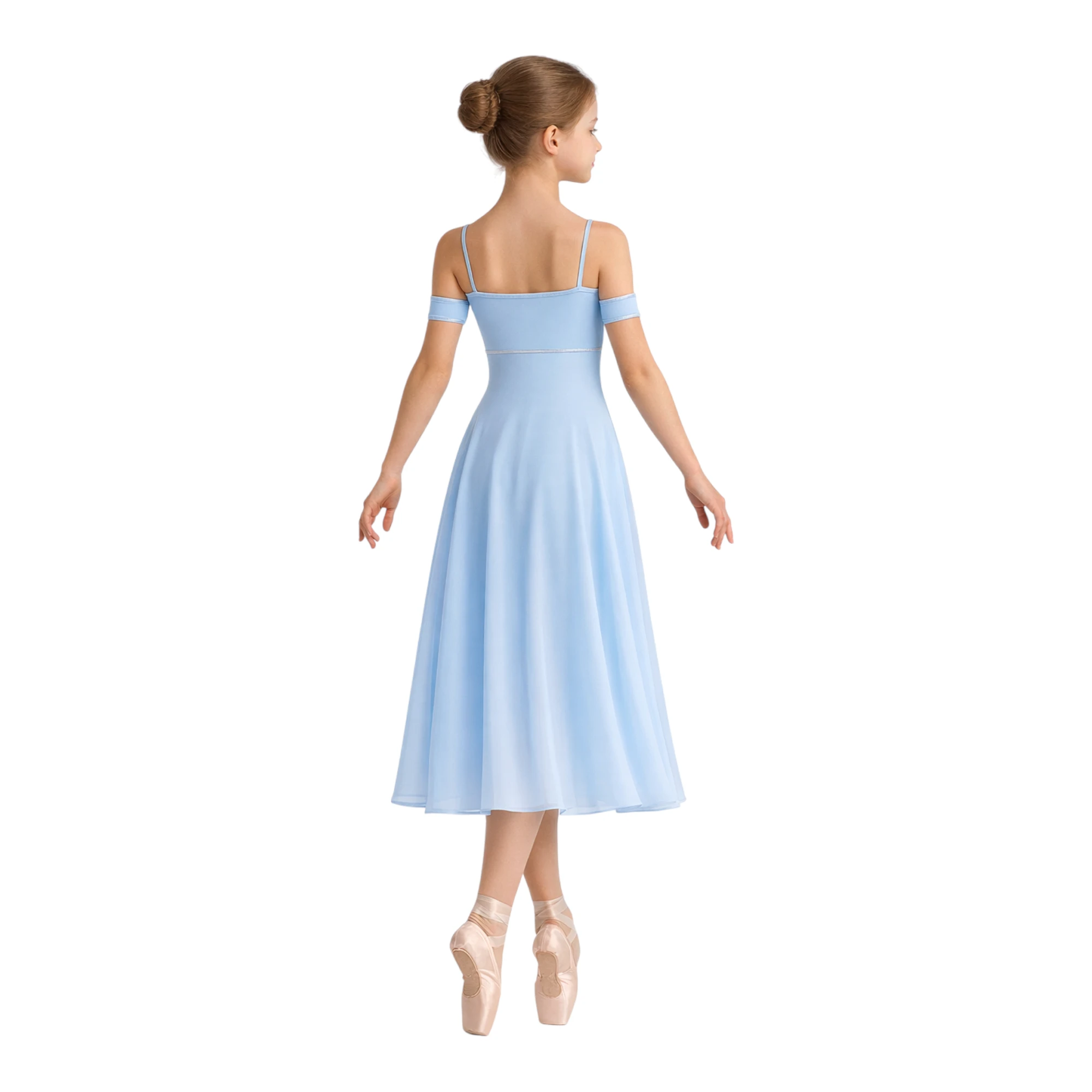 Abito da balletto con corpino a spalline e gonna lunga – vista posteriore