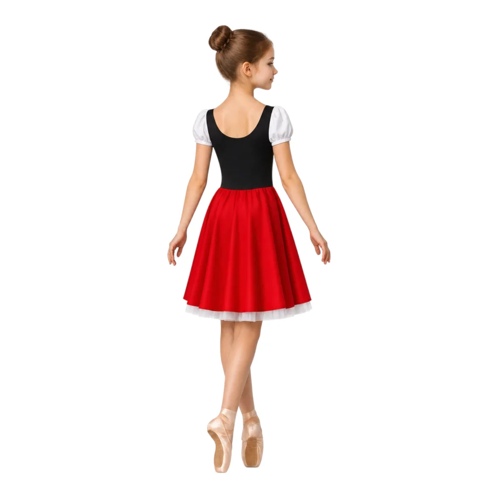 Costume da balletto con grembiule e corpetto allacciato – vista posteriore