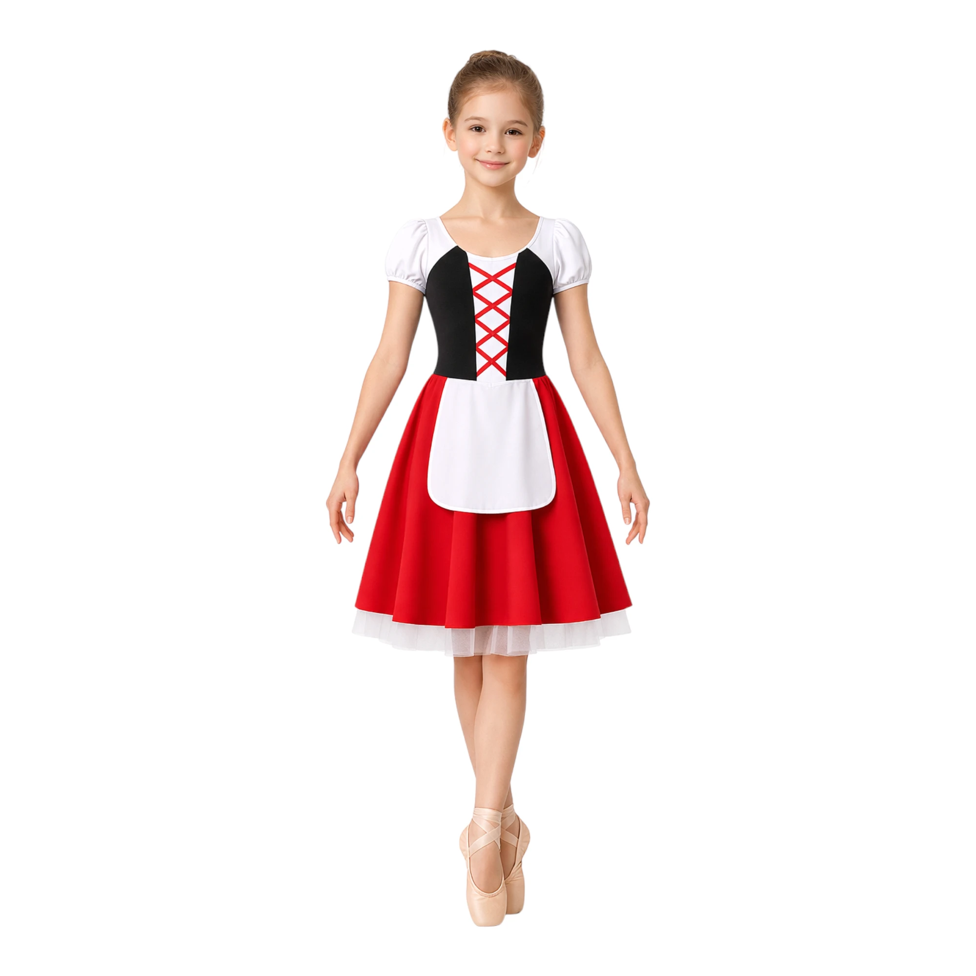 Costume da balletto con grembiule e corpetto allacciato – vista frontale
