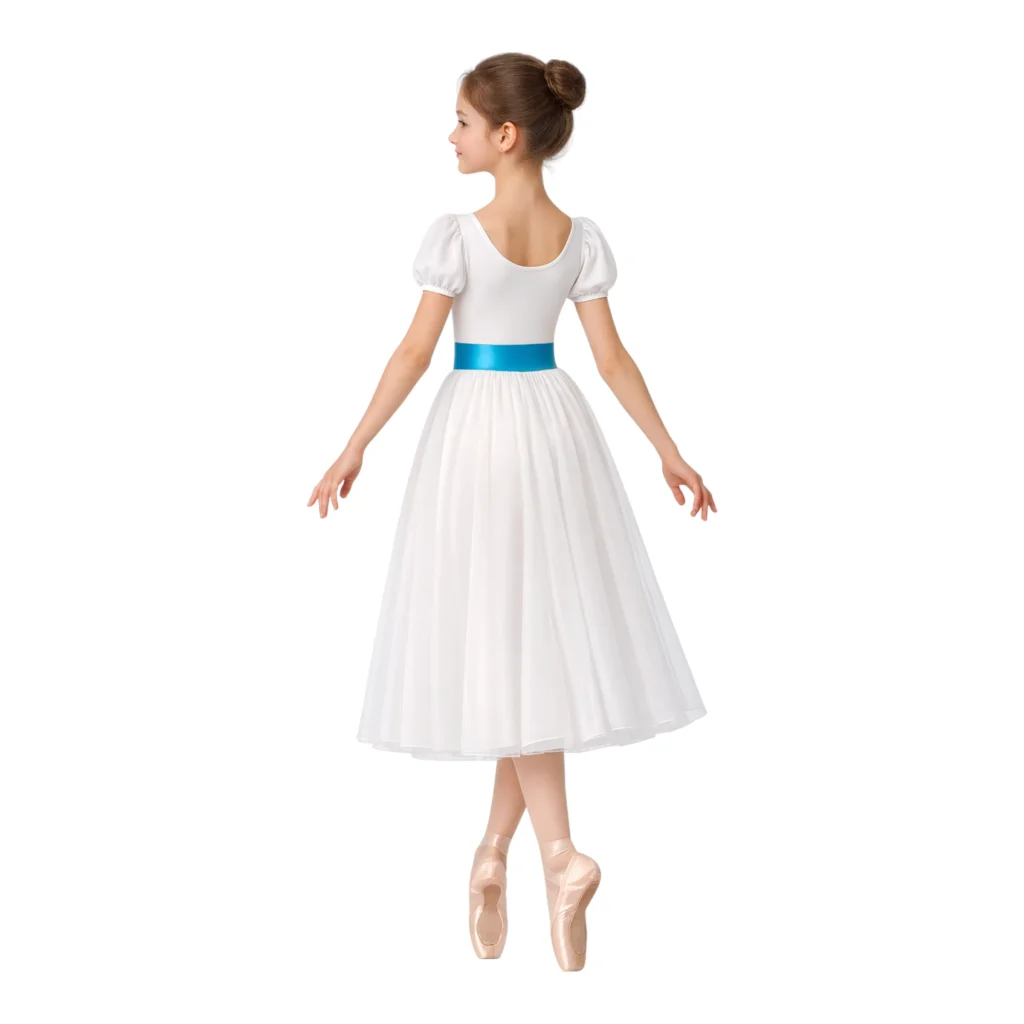 Tutù Degas con gonna lunga in tulle e fiocco decorativo – vista posteriore