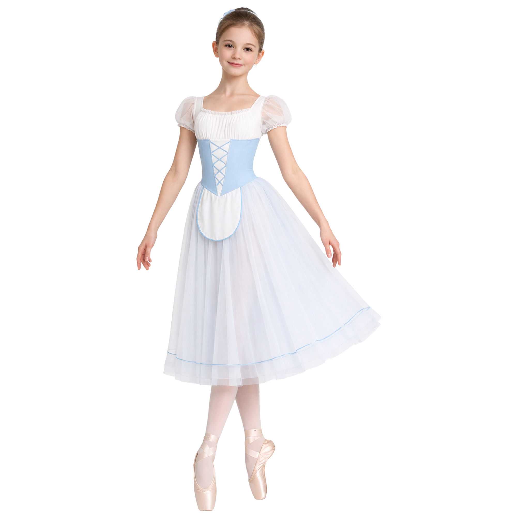 Costume da balletto con grembiule e corpetto allacciato – vista frontale