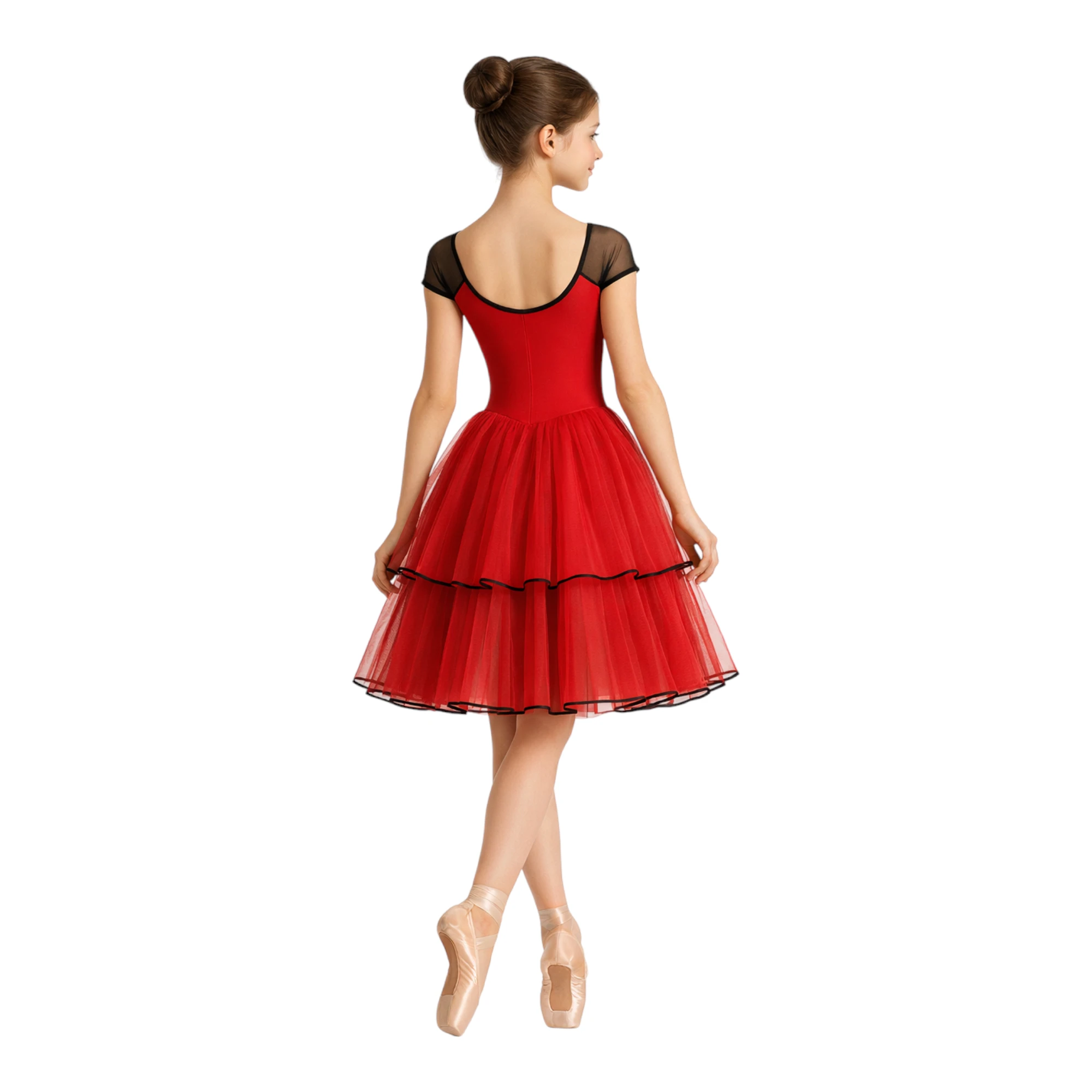Costume da scena con corpetto decorato e gonna a balze – vista posteriore