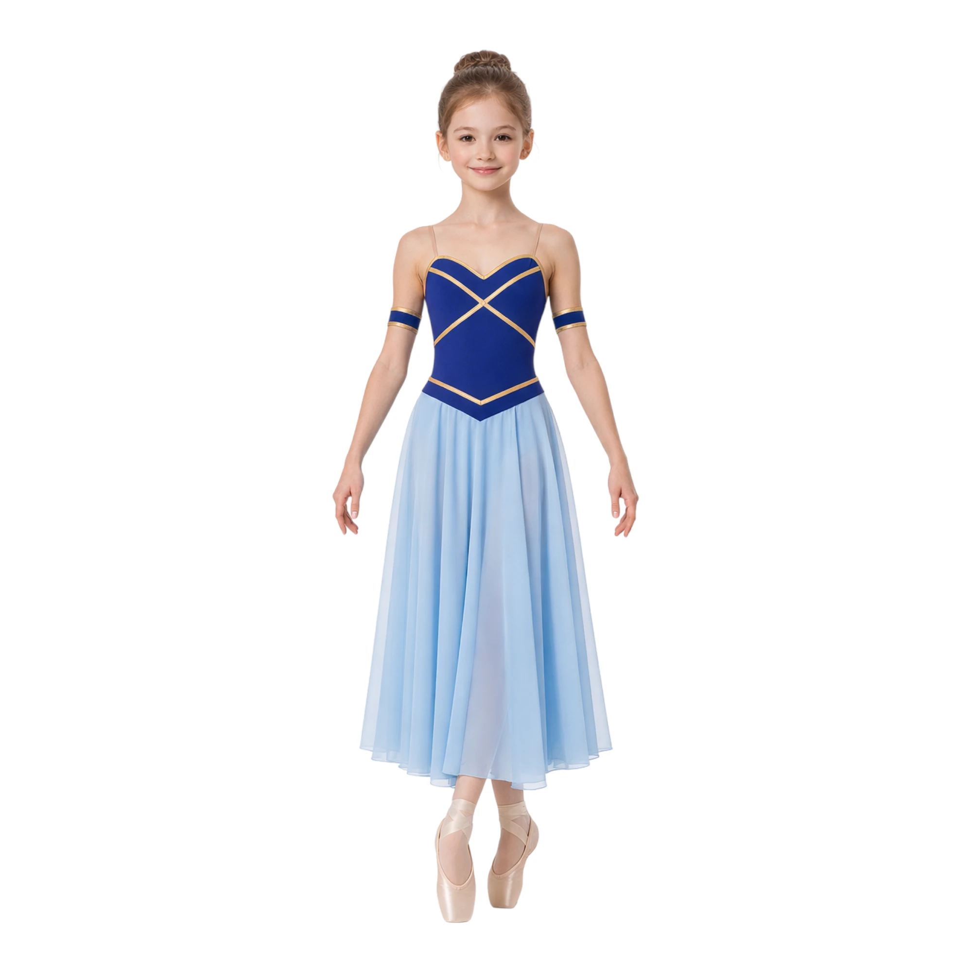 Costume da scena con corpino a cuore e gonna lunga in tulle – vista frontale