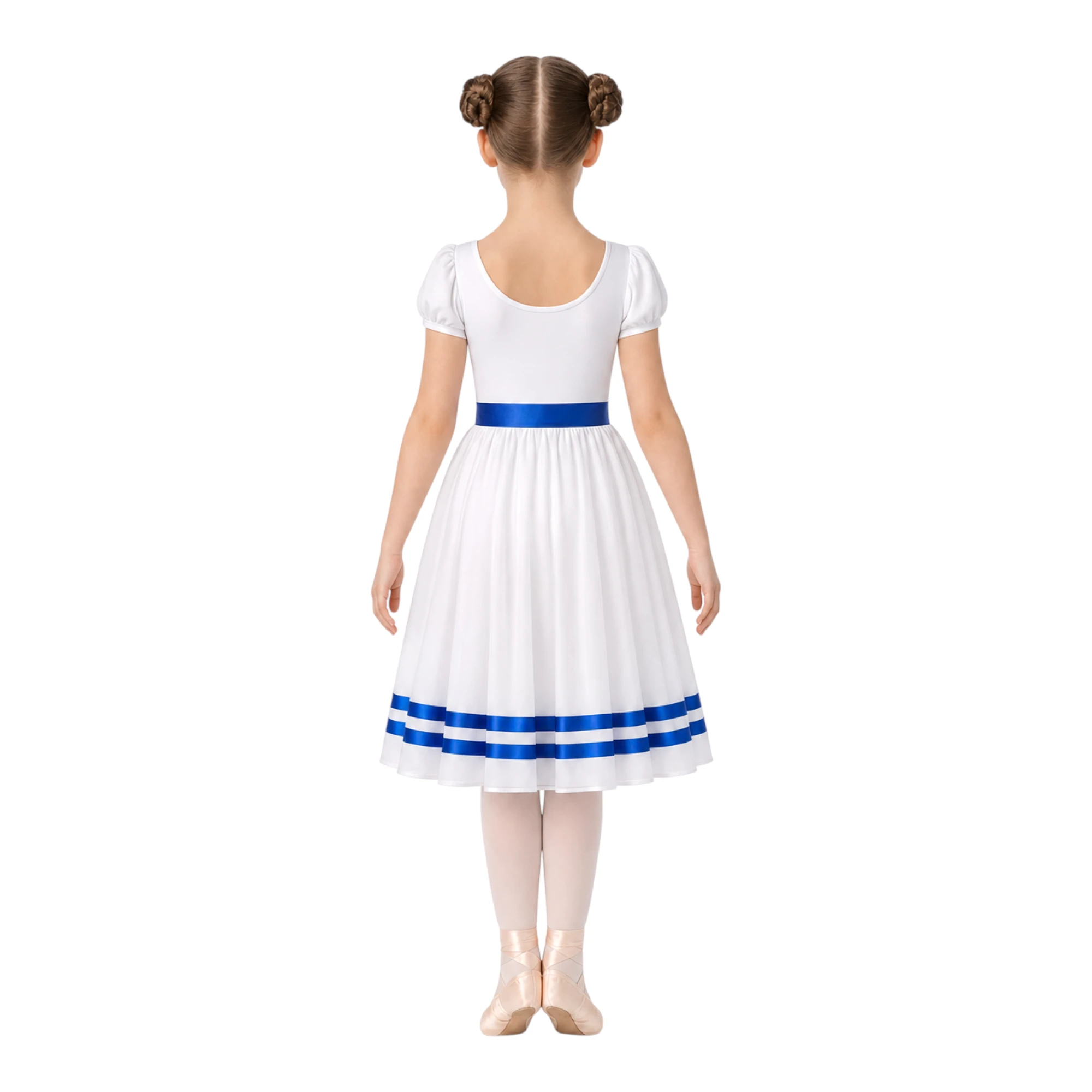 Costume da scena con corpetto a V e gonna a balze – vista posteriore