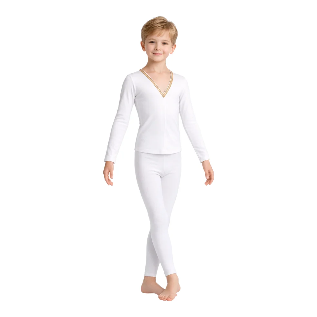 Maglia da danza con scollo a V e maniche lunghe – vista frontale