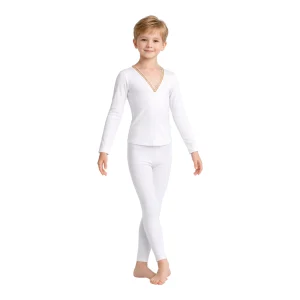 Maglia da danza con scollo a V e maniche lunghe – vista frontale