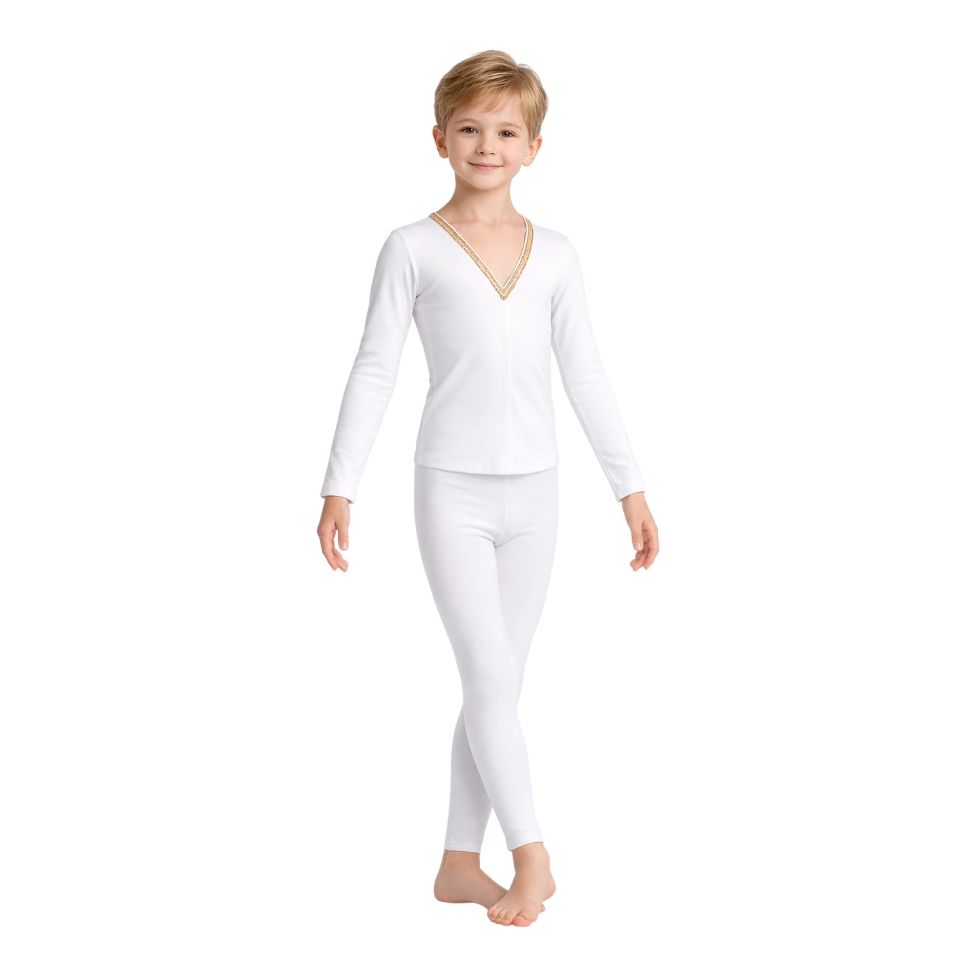 Maglia da danza con scollo a V e maniche lunghe – vista frontale