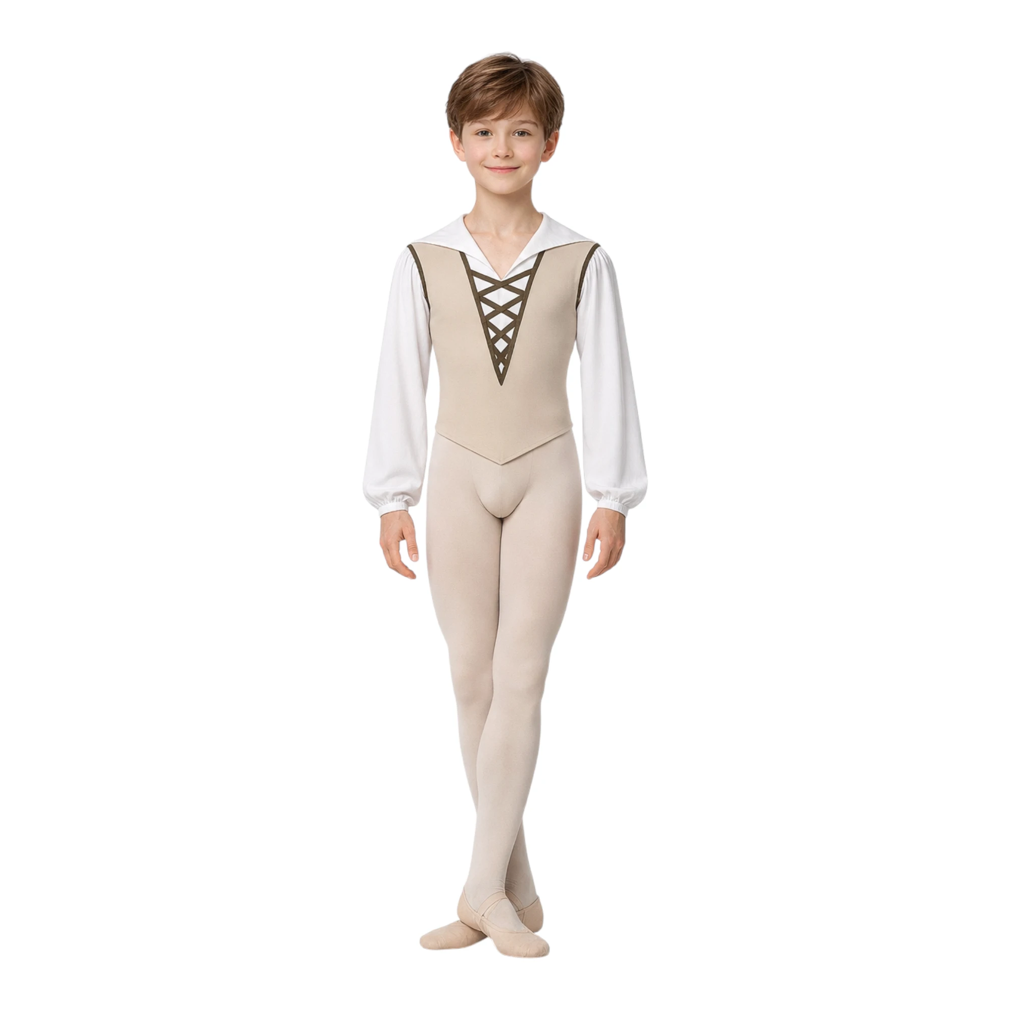 Costume da scena con gilet allacciato e camicia – vista frontale