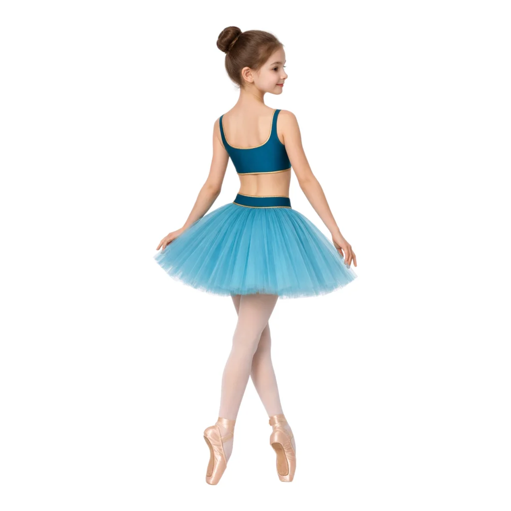 Tutù corto da scena con corpino a fascia e gonna in tulle – vista posteriore