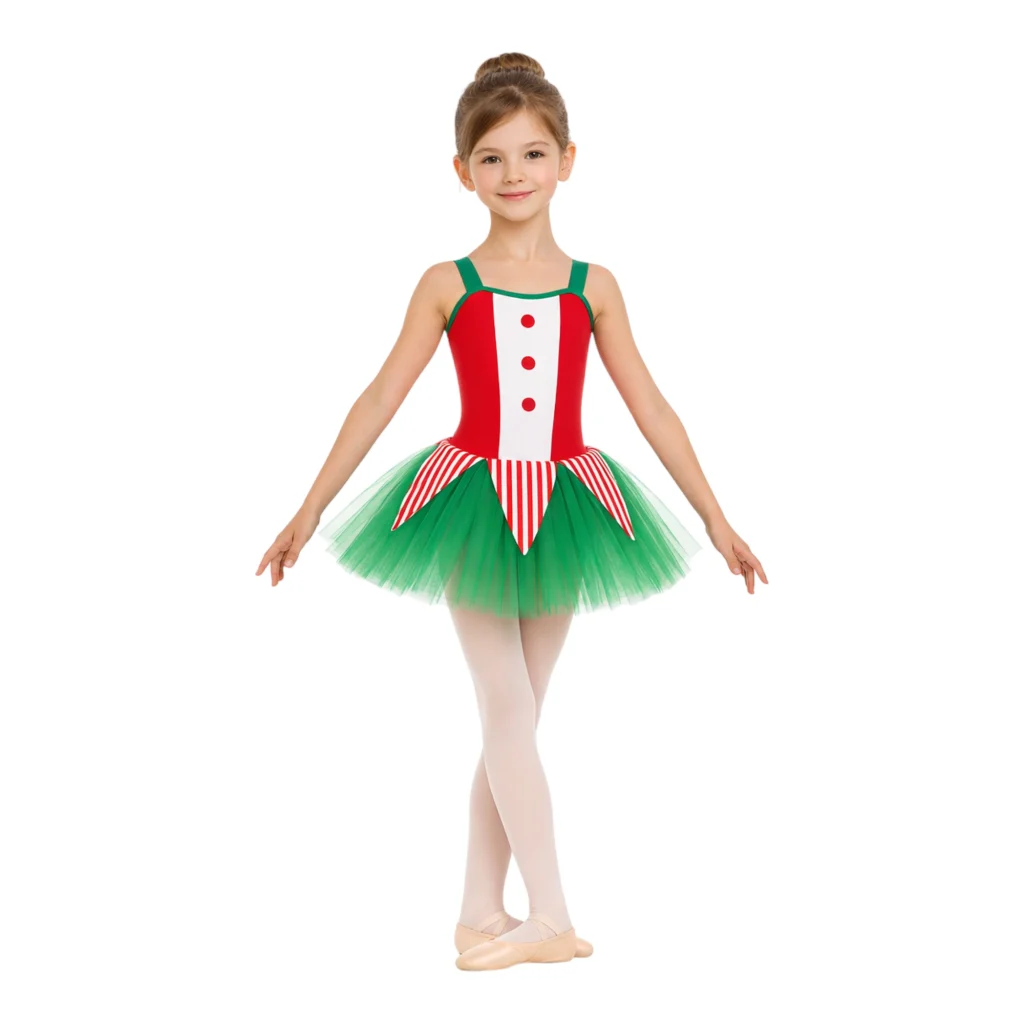 Costume danza a tema Polichinelle con inserto frontale – TMT002 – vista frontale