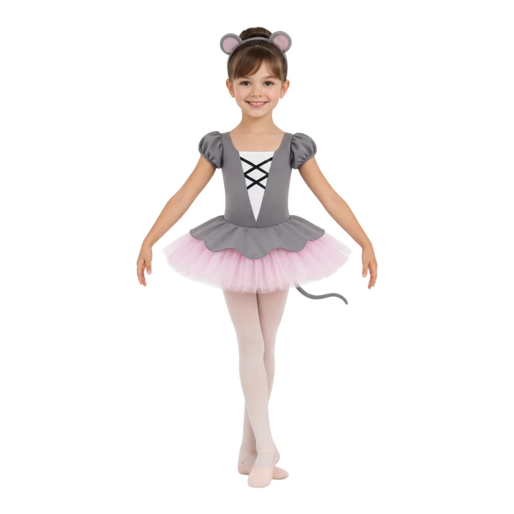 Costume danza a tema topolina con orecchie decorative – TMT003 – vista frontale