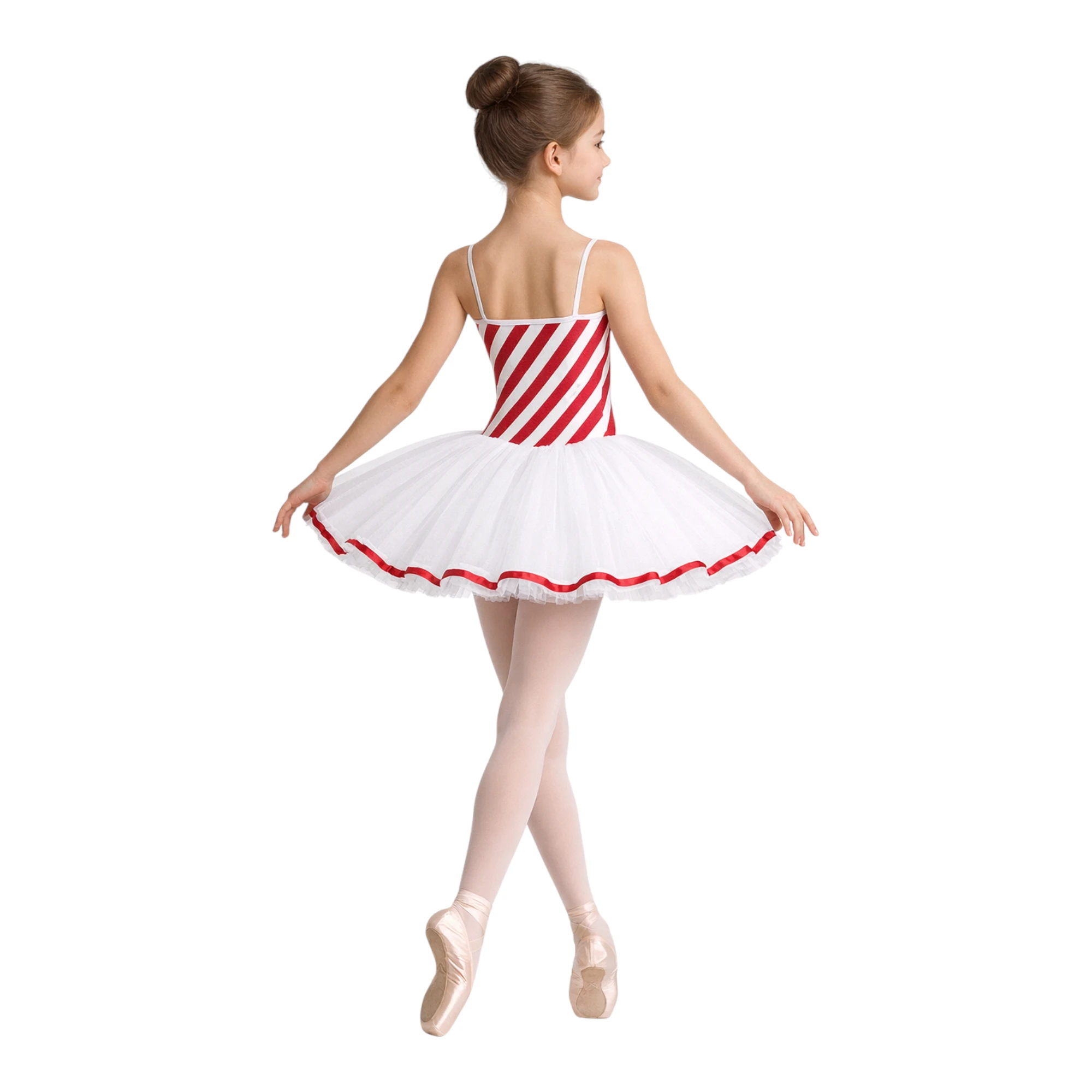 Costume danza a tema bastoncino di zucchero con gonna rigida – TMT004 – vista posteriore