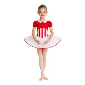 Costume danza a tema bastoncino di zucchero con gonna a disco – TMT006 – vista frontale