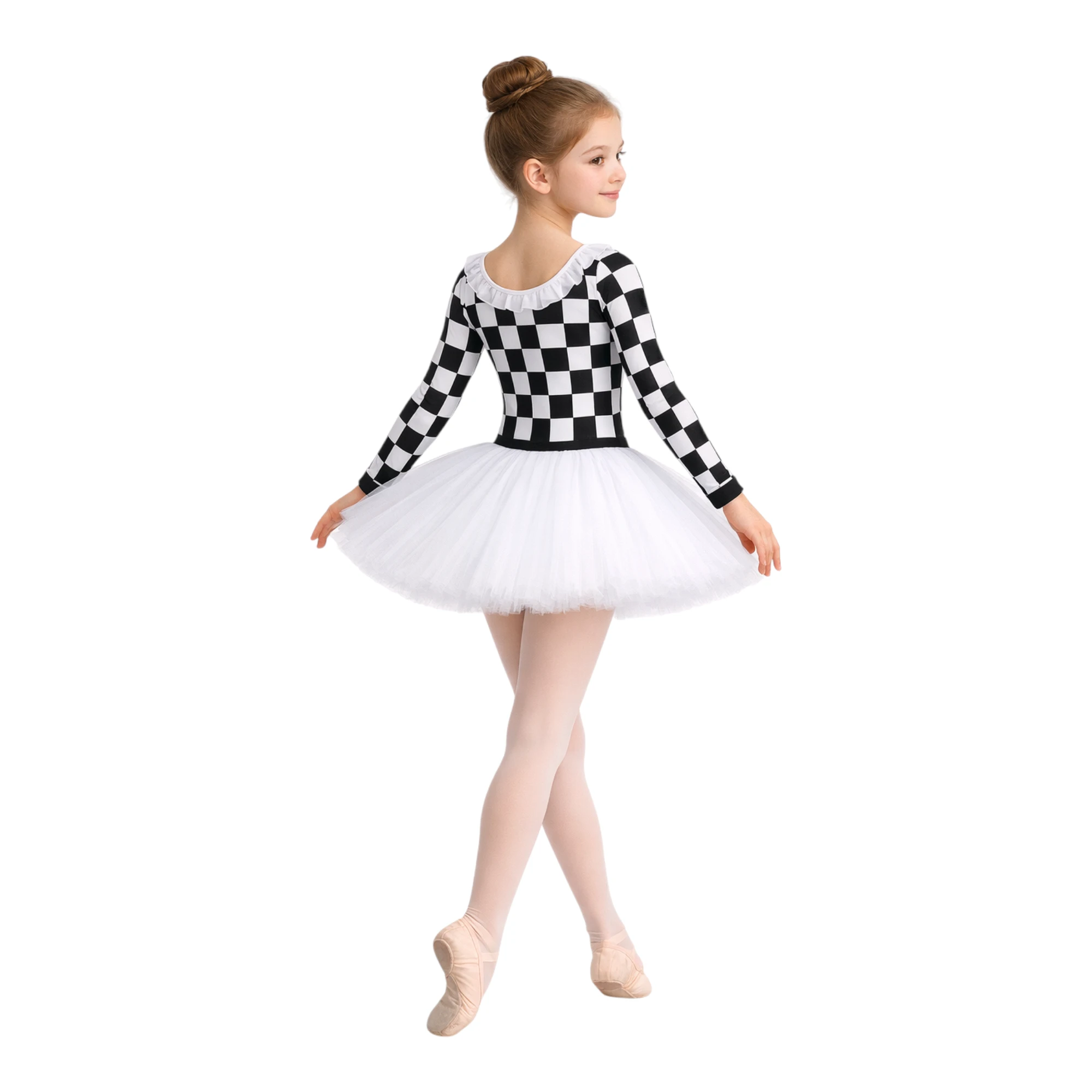 Costume danza a tema Arlecchino con maniche a scacchi – TMT010 – vista posteriore